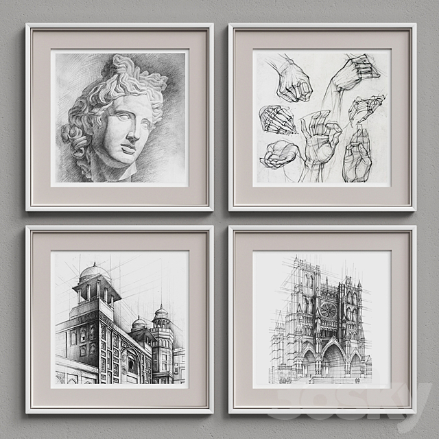 Nice Picture Frames Set 233 3ds Max - thumbnail 1