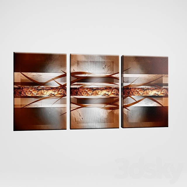 Painting triptychs Brown 3DSMax File - thumbnail 1