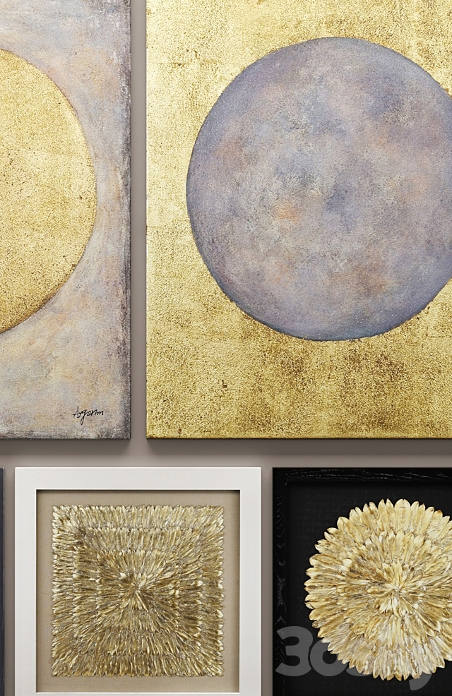 paintings Set RENWIL. luxury. frame. wall decor. decoration. gold decor. circle. luxury 3DSMax File - thumbnail 2