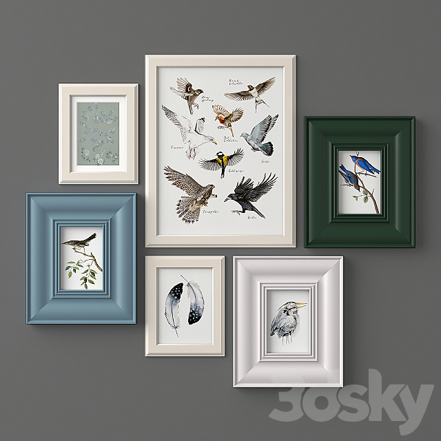 Paintings with birds 3ds Max - thumbnail 2