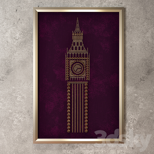 Panel Eiffel Tower and Big Ben 3DSMax File - thumbnail 3