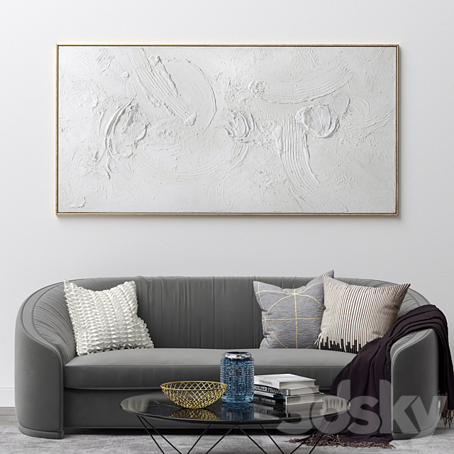 Panoramic Abstract Plaster Wall Art C-337 3ds Max - thumbnail 2