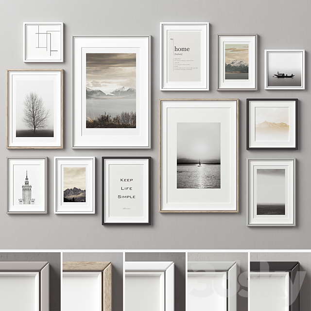 Picture Frames Set -205 3ds Max - thumbnail 1