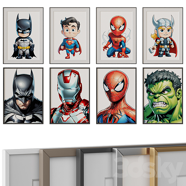 Pictures for children’s room “Superheroes” 3ds Max - thumbnail 1