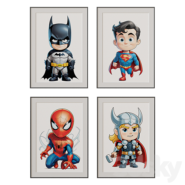 Pictures for children’s room “Superheroes” 3ds Max - thumbnail 2