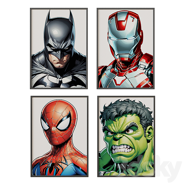 Pictures for children’s room “Superheroes” 3ds Max - thumbnail 3