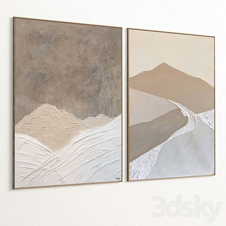 Plaster Two Photo Frames T-360 3DS Max Model - thumbnail 2