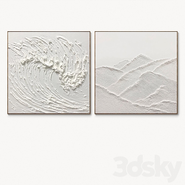 Plaster two square photo frames D-171 3DS Max Model - thumbnail 3