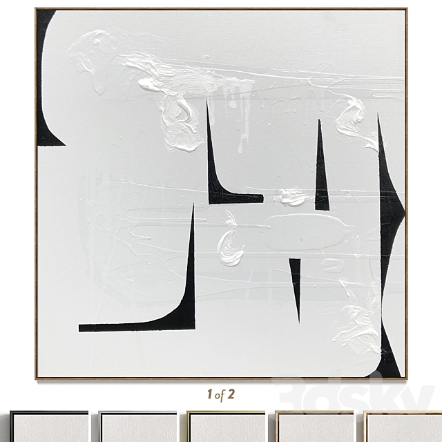 Plaster two square photo frames D-182 3ds Max - thumbnail 1