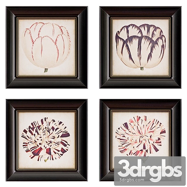 Pop Floral Framed Wall Art Collection 3dsmax Download - thumbnail 1