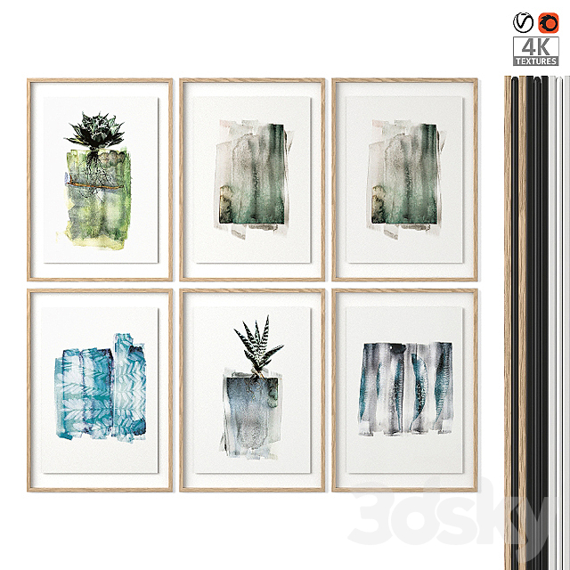 Poster Set “Watercolor Plants” 3ds Max - thumbnail 1