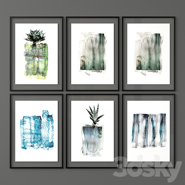 Poster Set “Watercolor Plants” 3ds Max - thumbnail 2