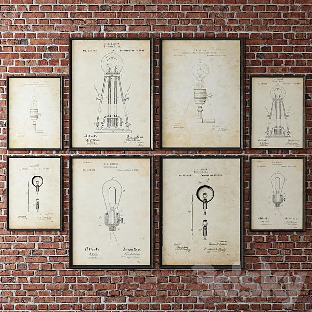 Prints of patents. RESTORATION HARWARE 3DSMax File - thumbnail 2