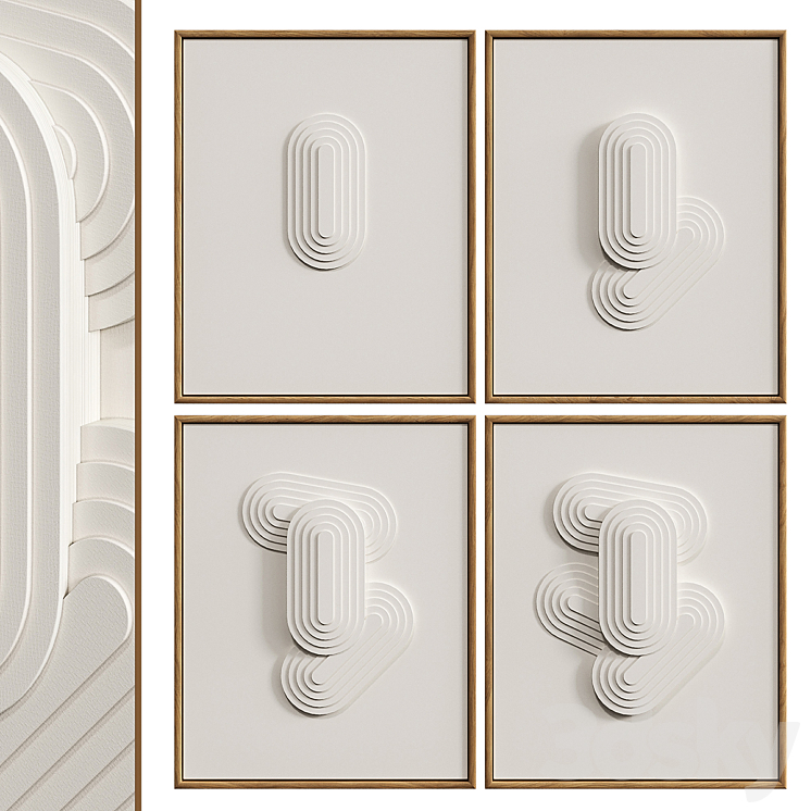 Relief WHITE ART set 1 3DS Max Model - thumbnail 1