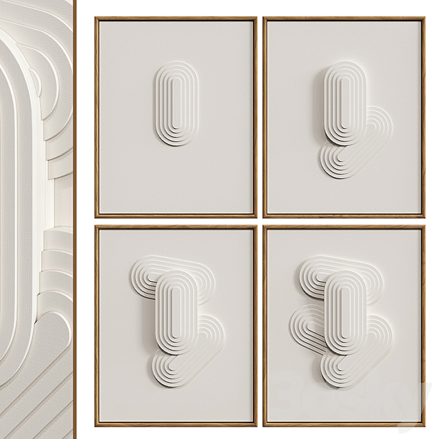 Relief WHITE ART set 1 3DSMax File - thumbnail 1