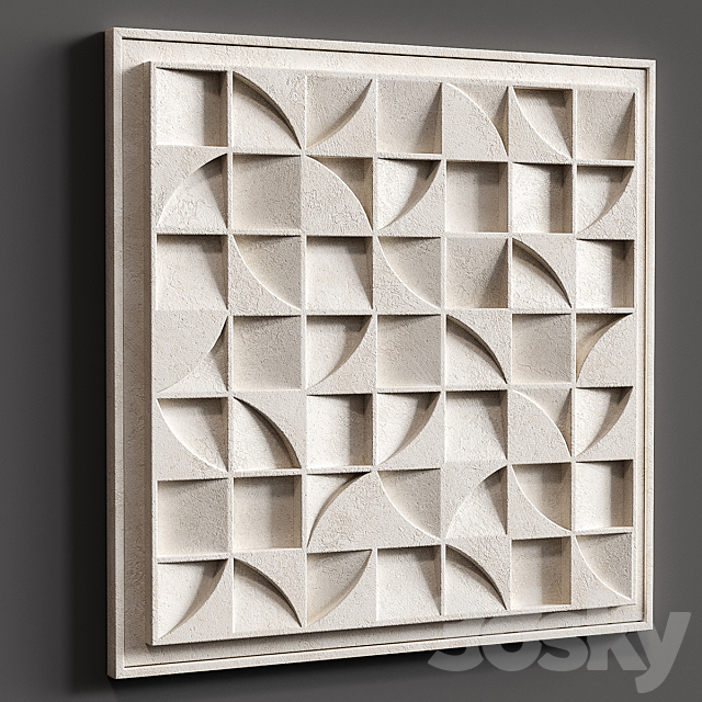 Relief White Puzzle Square 3DS Max Model - thumbnail 2