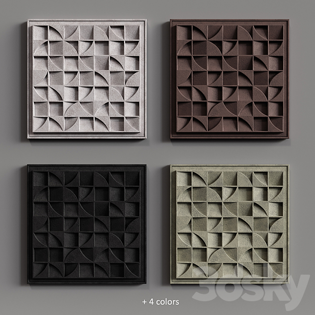 Relief White Puzzle Square 3DS Max Model - thumbnail 3