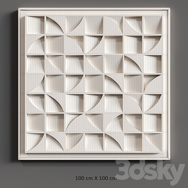 Relief White Puzzle Square 3DS Max Model - thumbnail 4