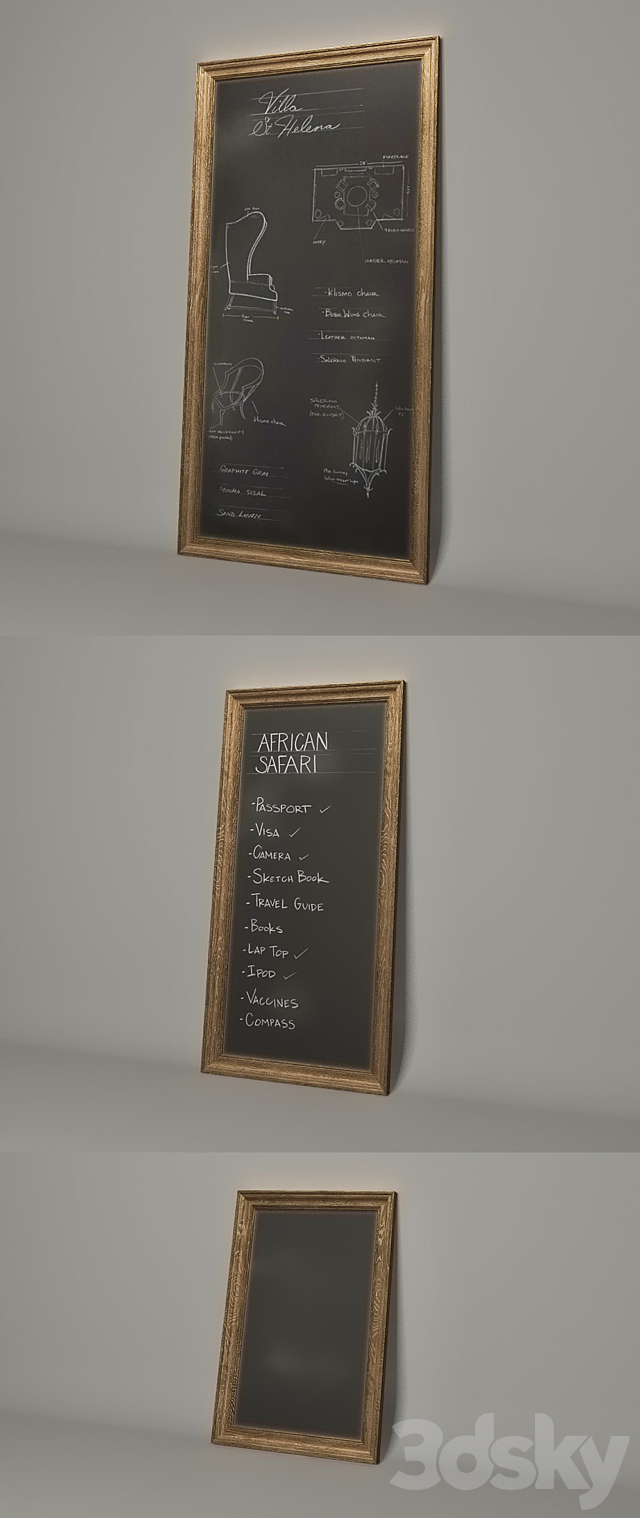 Restoration Hardware – Marseilles Chalkboards 3DS Max Model - thumbnail 2