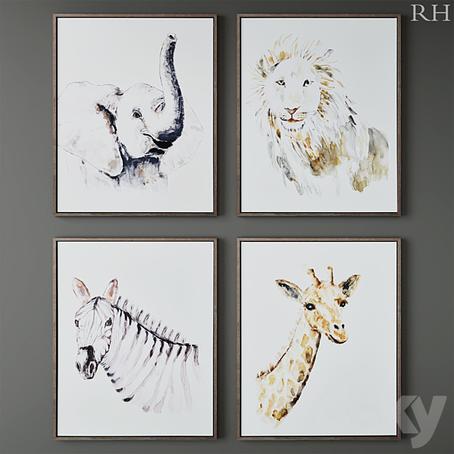 RH WATERCOLOR SAFARI ANIMAL ART 3ds Max - thumbnail 1