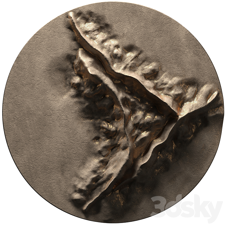 Round Panel on the wall Crater 3DS Max Model - thumbnail 1