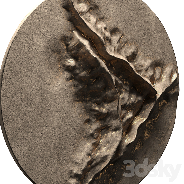 Round Panel on the wall Crater 3DS Max Model - thumbnail 2