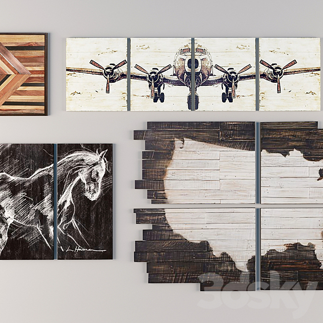 Set of 4 paintings 3DSMax File - thumbnail 1