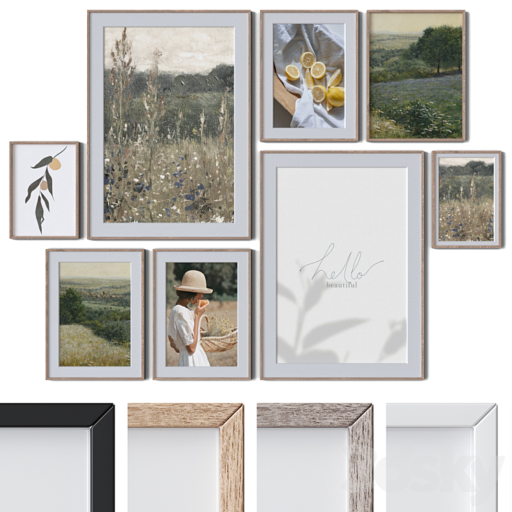 Set of 8 wall paintings 2590 3DS Max Model - thumbnail 1