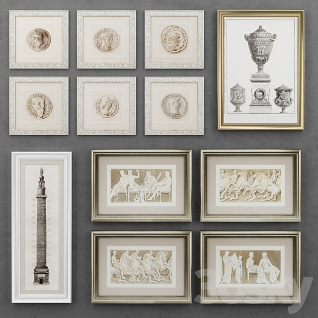 Set of antique paintings 3DSMax File - thumbnail 1