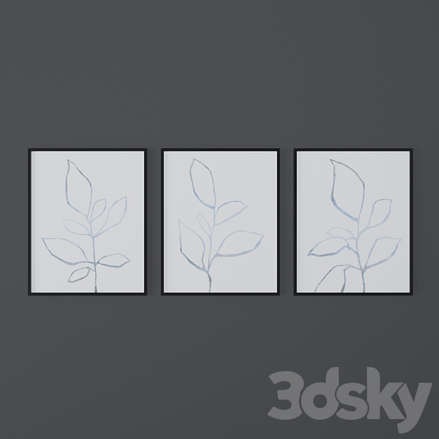 Set of Botanical Posters from MinimalInstant. 3DS Max Model - thumbnail 3