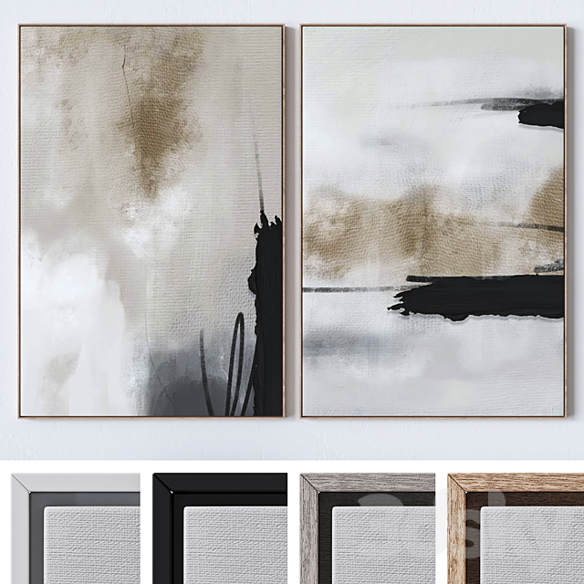 Set of large wall paintings 2570 3DS Max Model - thumbnail 2