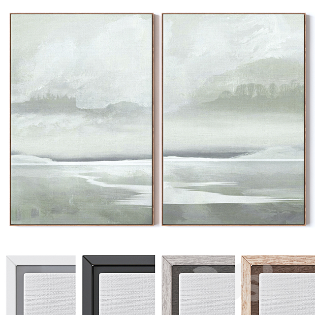 Set of large wall paintings 3164 3ds Max - thumbnail 1