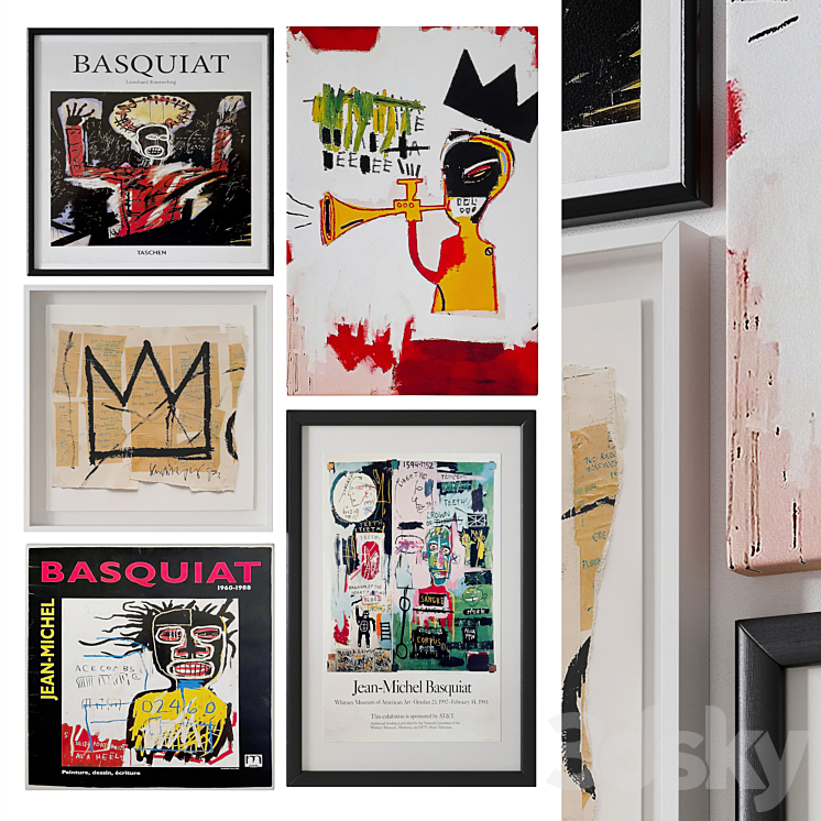 Set of paintings \/ Basquiat 3DS Max Model - thumbnail 1