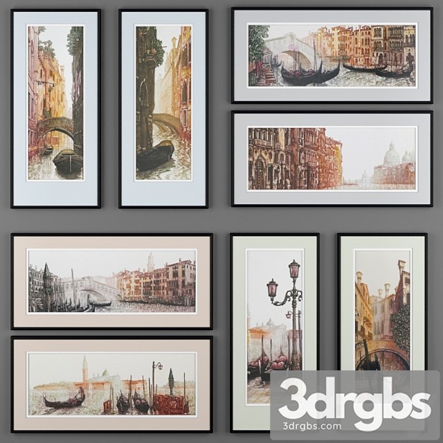 Set of Paintings Depicting Venice From Ugo Barazzo 3dsmax Download - thumbnail 1