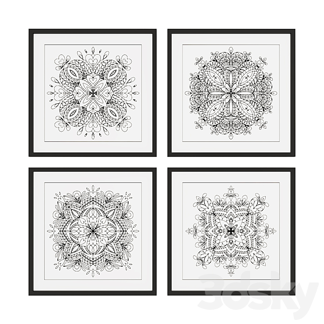 Set of pictures with mandalas 3ds Max - thumbnail 1