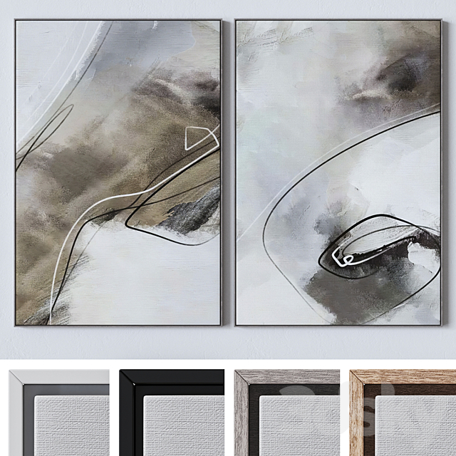 Set of six large wall paintings 2322 3ds Max - thumbnail 2