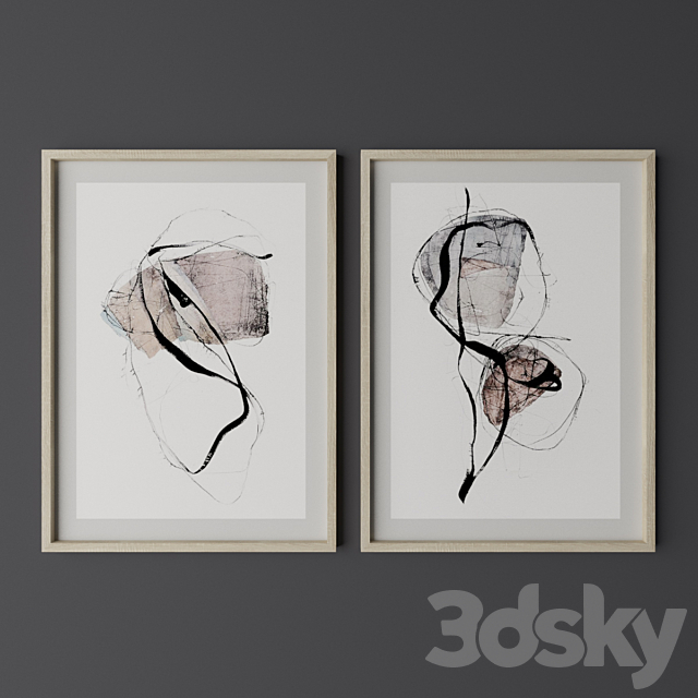 Set of the paintings 5 3ds Max - thumbnail 1