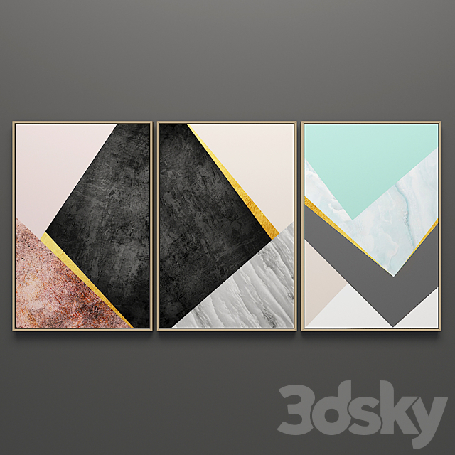 Set of triptych paintings 57 3DSMax File - thumbnail 1