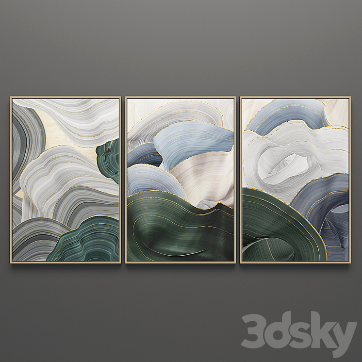 Set of triptych paintings 6 3DS Max - thumbnail 1