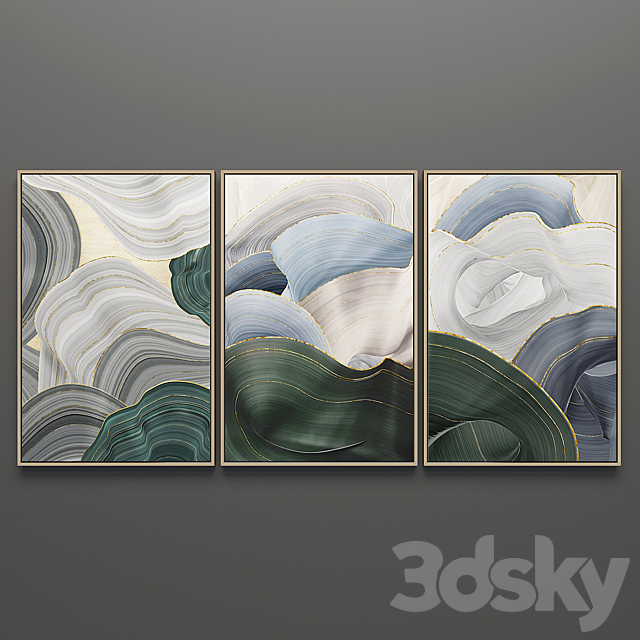 Set of triptych paintings 6 3DSMax File - thumbnail 1