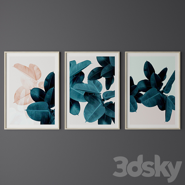 Set of Tropical Leaf Print 3ds Max - thumbnail 1