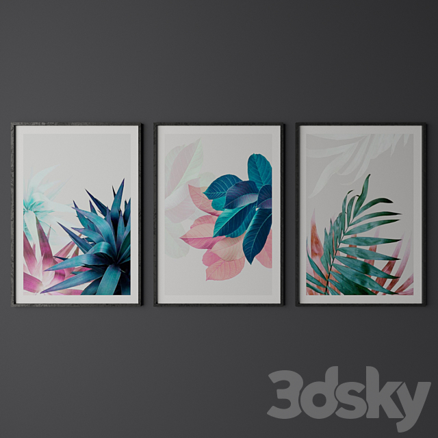 Set of Tropical Leaf Print 3ds Max - thumbnail 2