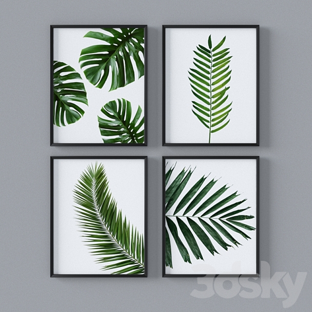 Set of tropical leaves 3ds Max - thumbnail 1