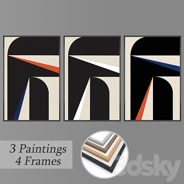 Set of wall paintings No 3230 3ds Max - thumbnail 1