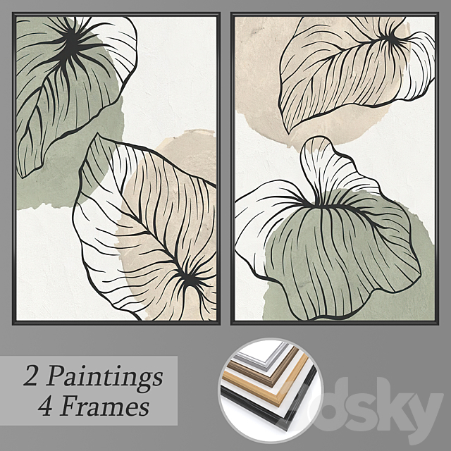 Set of wall paintings No 3346 3ds Max - thumbnail 1