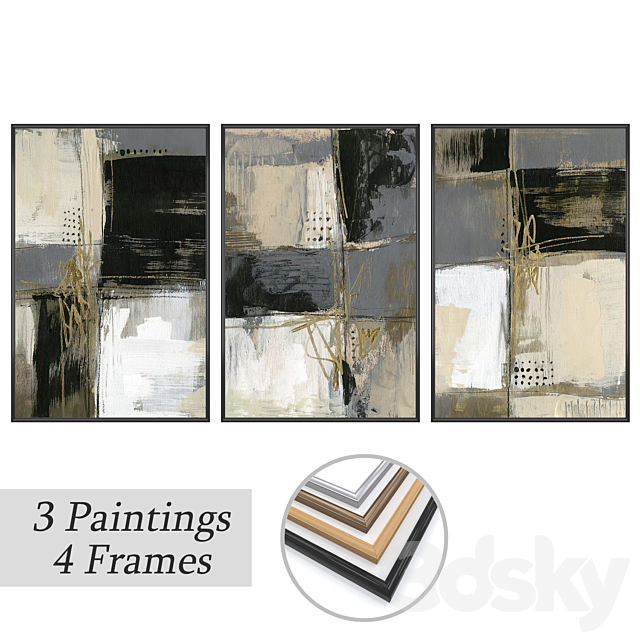 Set of wall paintings No 3549 3ds Max - thumbnail 1