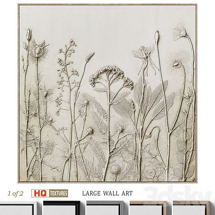 Textural Plaster Wildflowers Boho Wall Art C-507 3DS Max Model - thumbnail 3