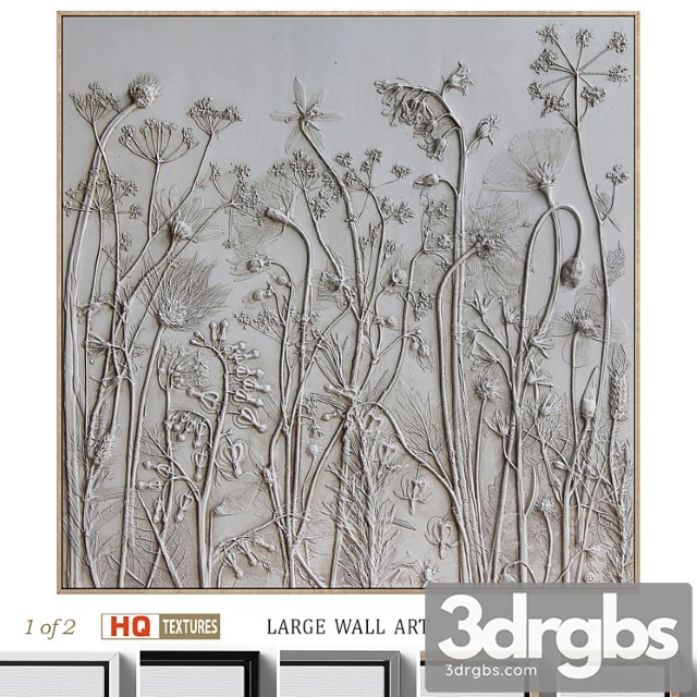 Textural plaster wildflowers boho wall art c-508 - thumbnail 1