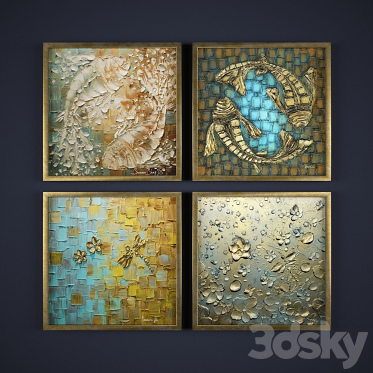 The collection of abstract paintings №8 3DS Max - thumbnail 1