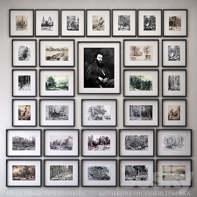 The collection of drawings. graphics. Ivan Shishkin 3DSMax File - thumbnail 1